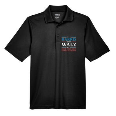 Mind Your Own Damn Business Harris Walz Waltz 2024 Men's Origin Performance Piqué Polo