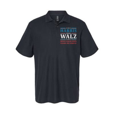 Mind Your Own Damn Business Harris Walz Waltz 2024 Softstyle Adult Sport Polo