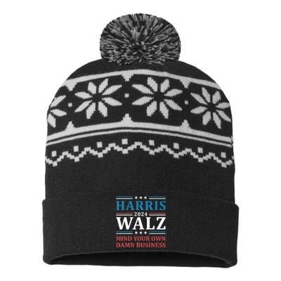 Mind Your Own Damn Business Harris Walz Waltz 2024 USA-Made Snowflake Beanie