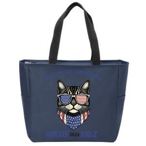 Mind Your Own Damn Business Patriotic Cat Funny Harris Walz Zip Tote Bag