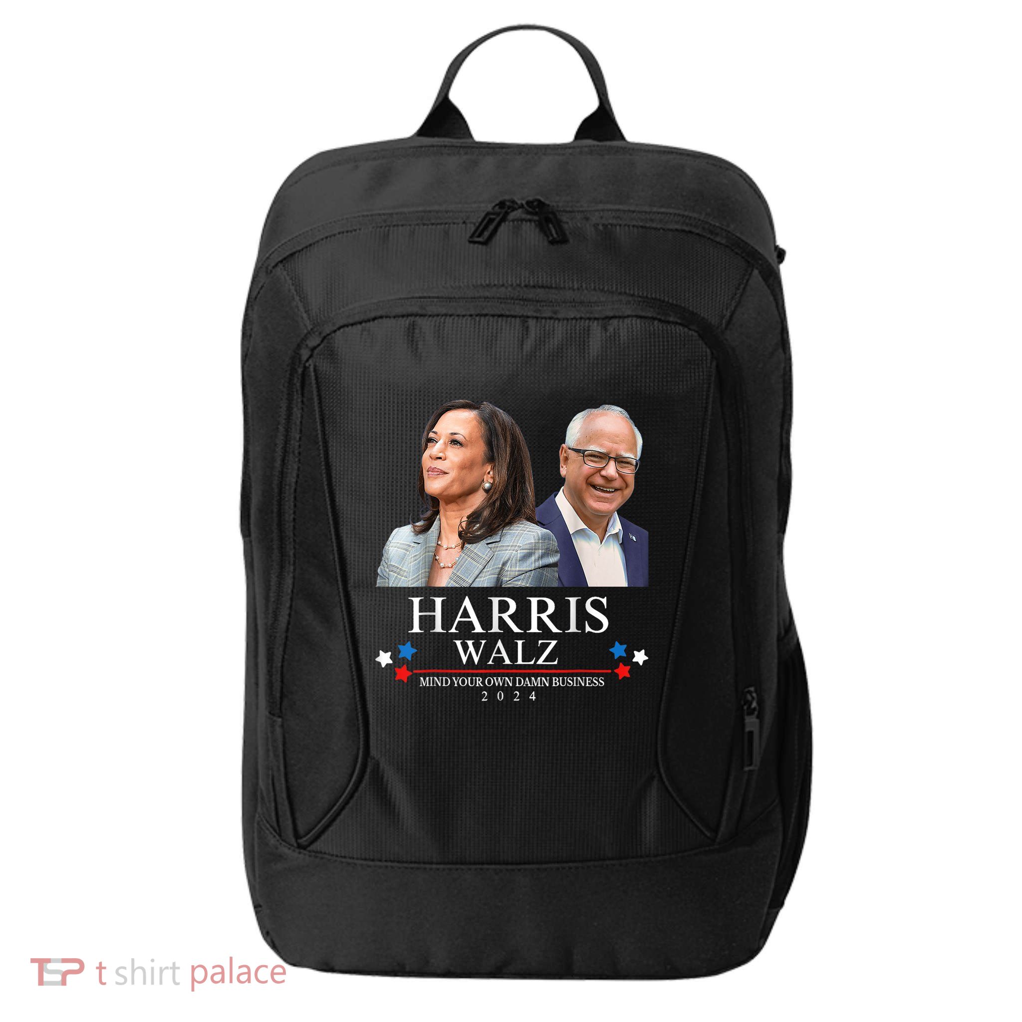 Mind Your Own Damn Business Funny Kamala Harris Tim Waltz City Backpack