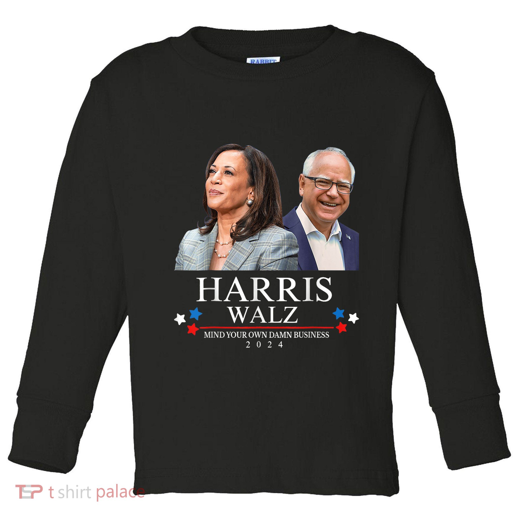 Mind Your Own Damn Business Funny Kamala Harris Tim Waltz Toddler Long Sleeve Shirt