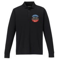 Mind Your Own Damn Business Harris Walz 2024 Performance Long Sleeve Polo