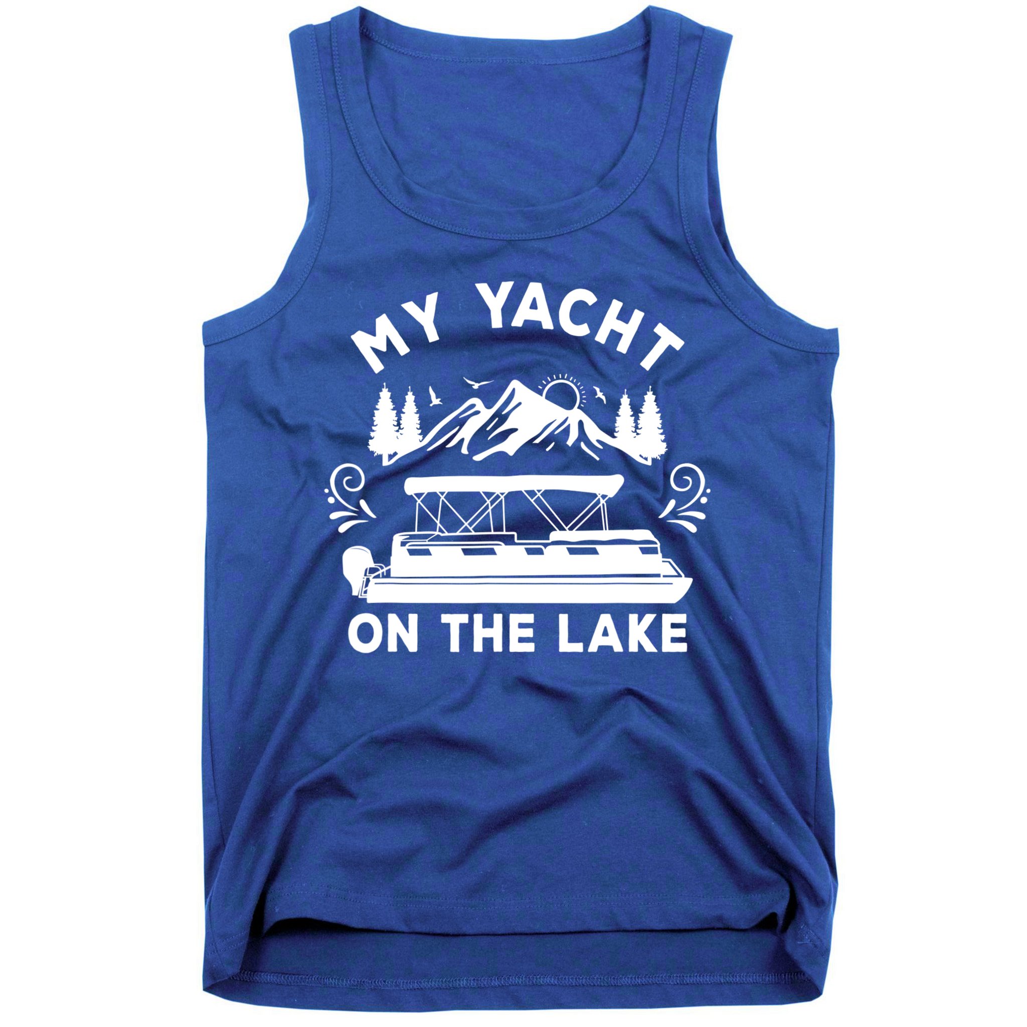 My Yacht On The Lake Pontoon Boat Mens Boating Tank Top