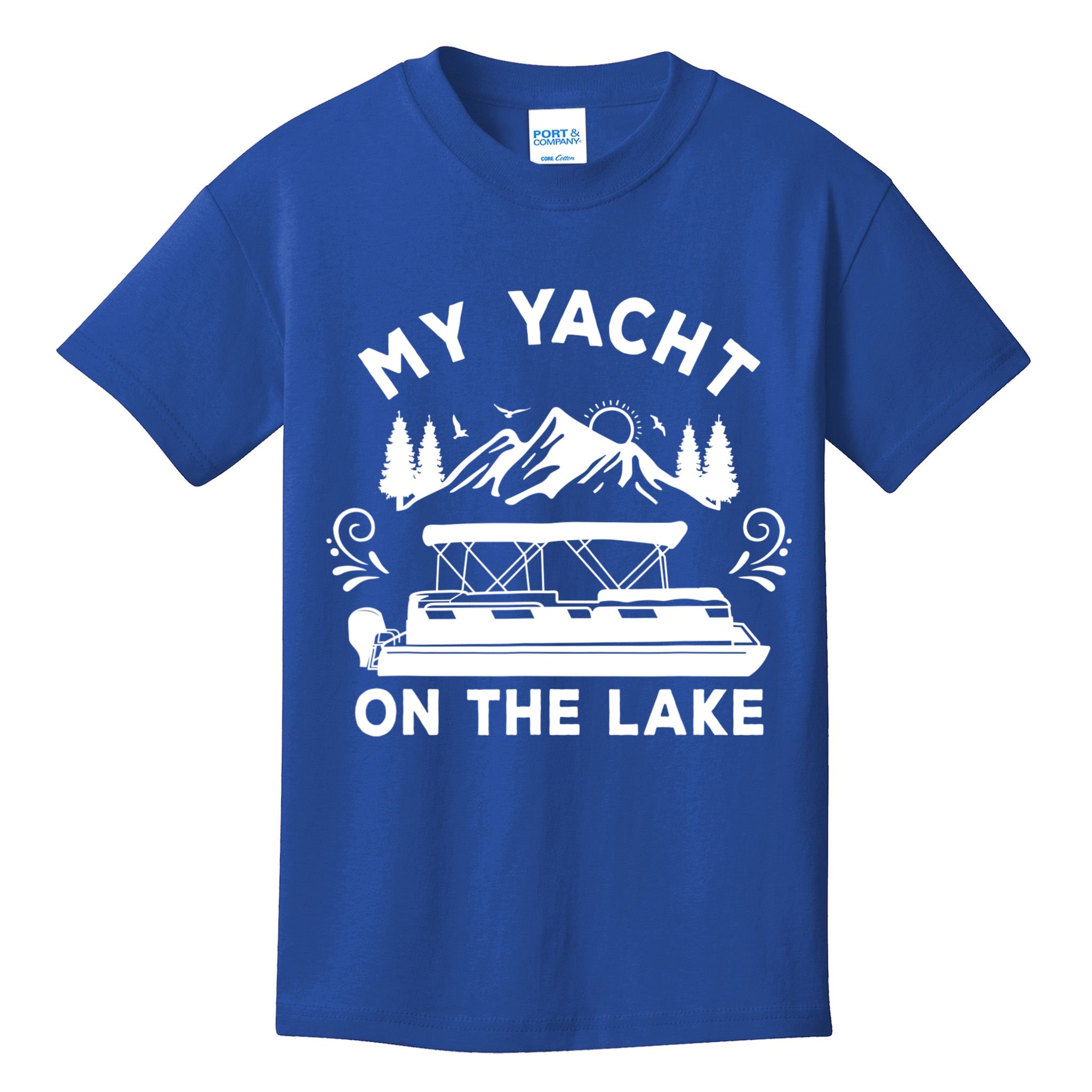 My Yacht On The Lake Pontoon Boat Mens Boating Kids T-Shirt