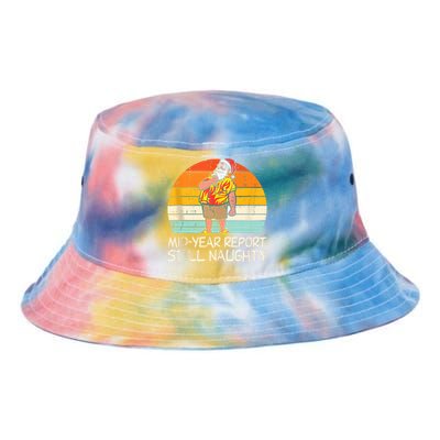 Mid Year Report Still Naughty Santa Summer Christmas In July Tie Dye Newport Bucket Hat