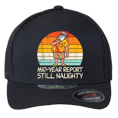 Mid Year Report Still Naughty Santa Summer Christmas In July Flexfit Unipanel Trucker Cap