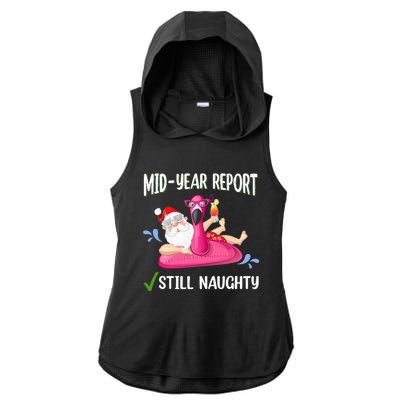 Mid Year Report Santa Christmas in July Ladies PosiCharge Tri-Blend Wicking Draft Hoodie Tank