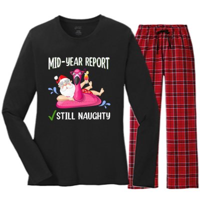 Mid Year Report Santa Christmas in July Women's Long Sleeve Flannel Pajama Set 