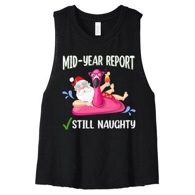 Mid Year Report Santa Christmas in July Women's Racerback Cropped Tank