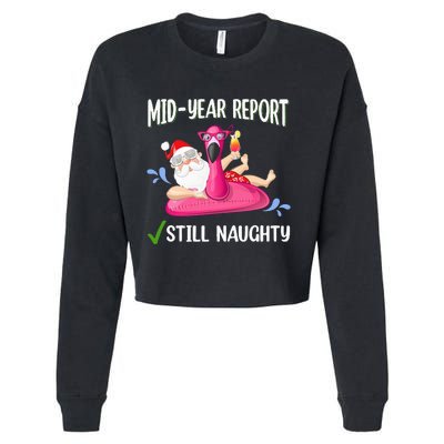 Mid Year Report Santa Christmas in July Cropped Pullover Crew