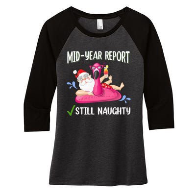 Mid Year Report Santa Christmas in July Women's Tri-Blend 3/4-Sleeve Raglan Shirt