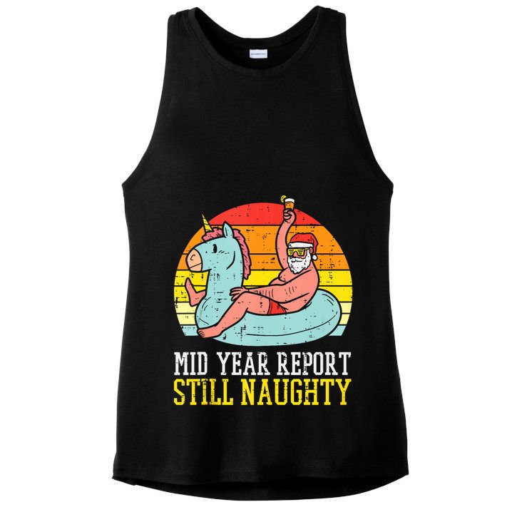 Mid Year Report Still Naughty Santa Summer Christmas In July Tank Top Ladies PosiCharge Tri-Blend Wicking Tank