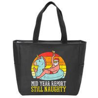 Mid Year Report Still Naughty Santa Summer Christmas In July Tank Top Zip Tote Bag