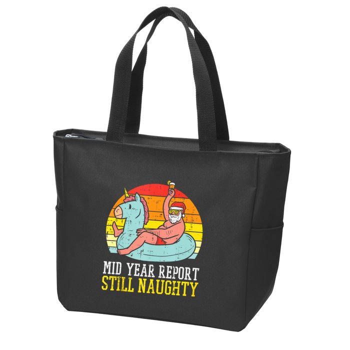 Mid Year Report Still Naughty Santa Summer Christmas In July Tank Top Zip Tote Bag