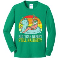 Mid Year Report Still Naughty Santa Summer Christmas In July Kids Long Sleeve Shirt