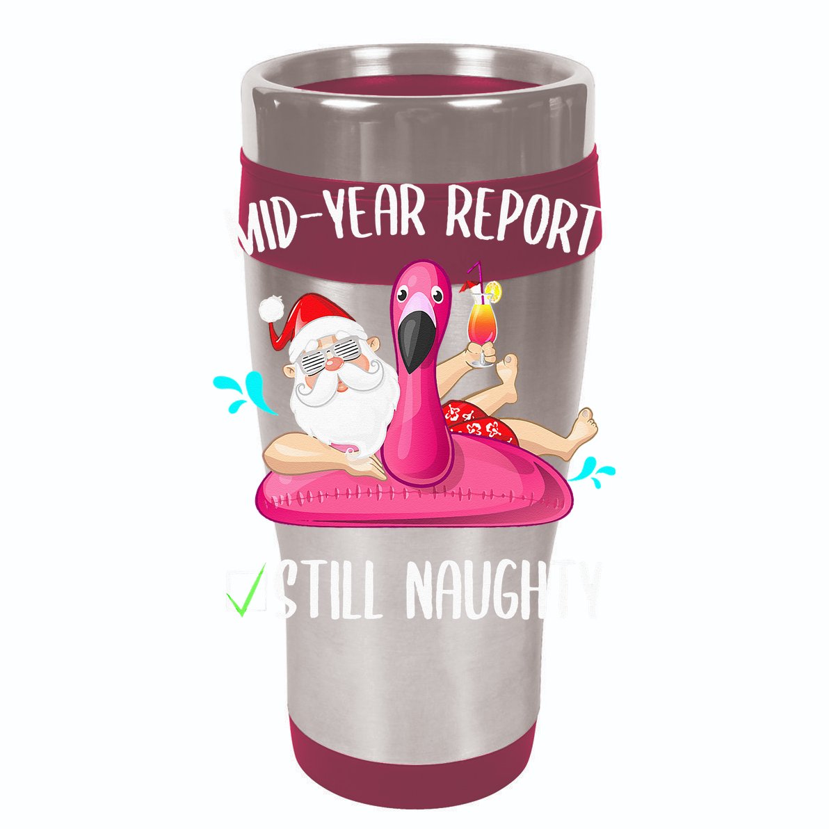 Mid Year Report Still Naughty Christmas In July Santa Funny Doggie Tank