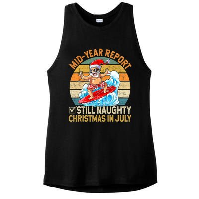 Mid Year Report Still Naughty Christmas In July Hello Summer Ladies PosiCharge Tri-Blend Wicking Tank