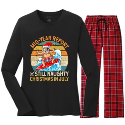 Mid Year Report Still Naughty Christmas In July Hello Summer Women's Long Sleeve Flannel Pajama Set 