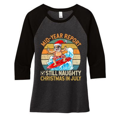 Mid Year Report Still Naughty Christmas In July Hello Summer Women's Tri-Blend 3/4-Sleeve Raglan Shirt