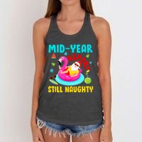 Mid Year Report Still Naughty Christmas In July Santa Women's Knotted Racerback Tank