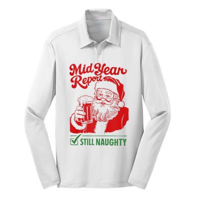 Mid Year Report Still Naughty Christmas In July Santa Claus Silk Touch Performance Long Sleeve Polo