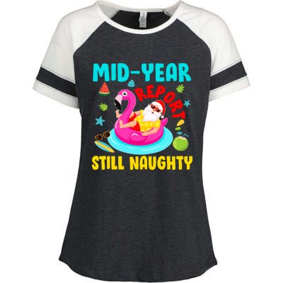 Mid Year Report Still Naughty Christmas In July Santa Enza Ladies Jersey Colorblock Tee