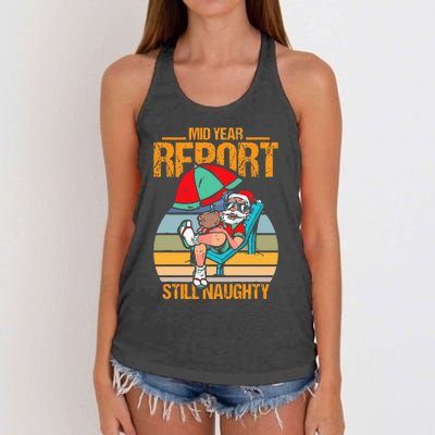 mid year report still naughty christmas in july Women's Knotted Racerback Tank