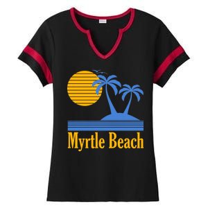 Myrtle Beach Summer Palm Tree Ladies Halftime Notch Neck Tee