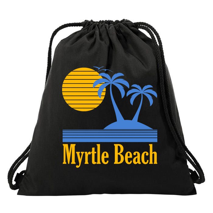 Myrtle Beach Summer Palm Tree Drawstring Bag