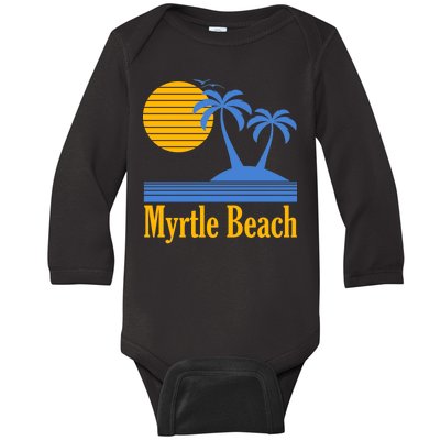 Myrtle Beach Summer Palm Tree Baby Long Sleeve Bodysuit