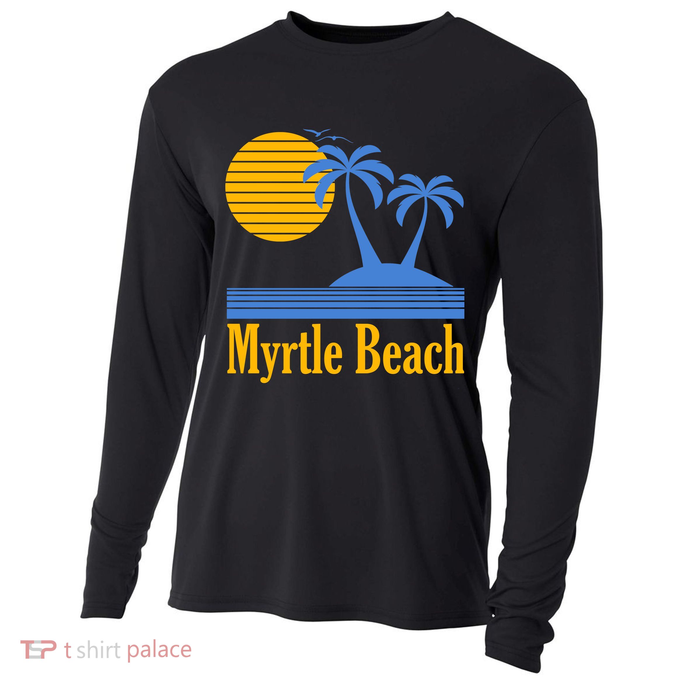 Myrtle Beach Summer Palm Tree Cooling Performance Long Sleeve Crew