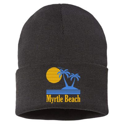 Myrtle Beach Summer Palm Tree Sustainable Knit Beanie