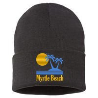 Myrtle Beach Summer Palm Tree Sustainable Knit Beanie