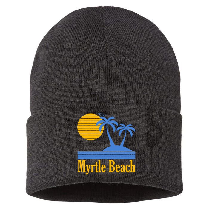 Myrtle Beach Summer Palm Tree Sustainable Knit Beanie
