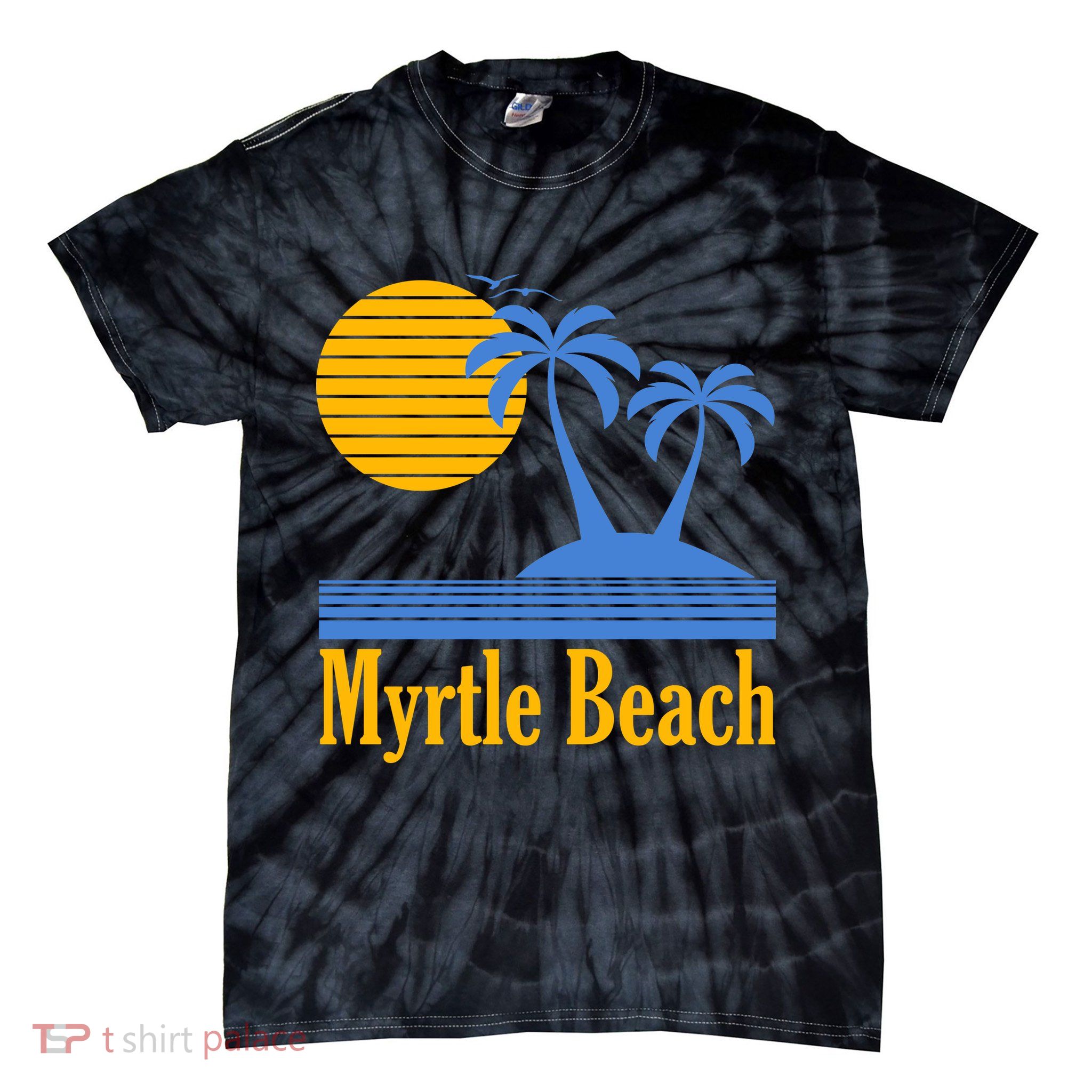 Myrtle Beach Summer Palm Tree Tie-Dye T-Shirt