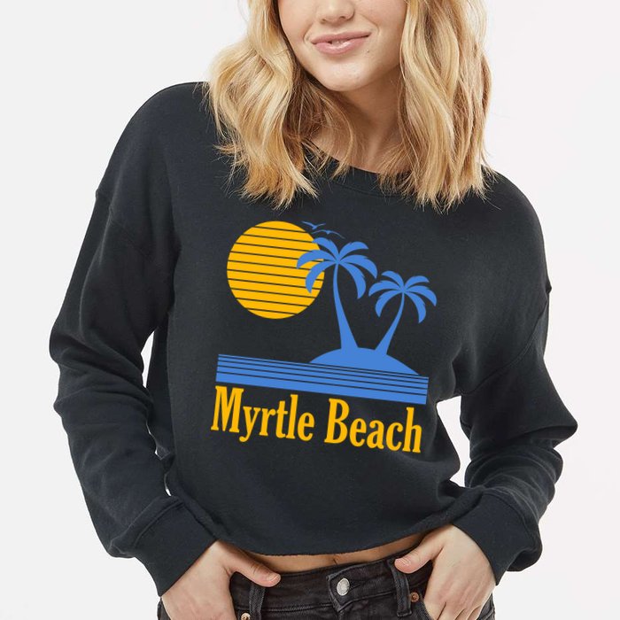 Myrtle Beach Summer Palm Tree Cropped Pullover Crew