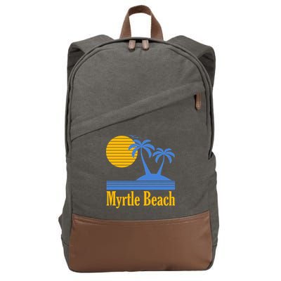 Myrtle Beach Summer Palm Tree Cotton Canvas Backpack