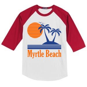 Myrtle Beach Summer Palm Tree Kids Colorblock Raglan Jersey