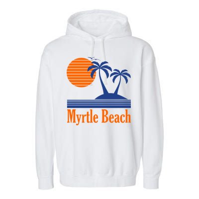 Myrtle Beach Summer Palm Tree Garment-Dyed Fleece Hoodie