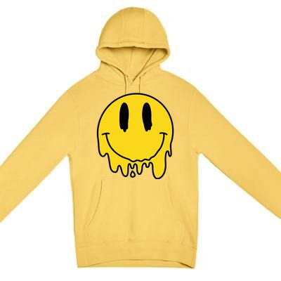 Melting Yellow Smile Funny Smiling Melted Dripping Face Cute Premium Pullover Hoodie