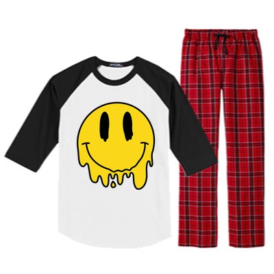 Melting Yellow Smile Funny Smiling Melted Dripping Face Cute Raglan Sleeve Pajama Set