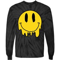 Melting Yellow Smile Funny Smiling Melted Dripping Face Cute Tie-Dye Long Sleeve Shirt