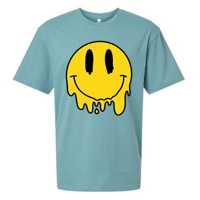 Melting Yellow Smile Funny Smiling Melted Dripping Face Cute Sueded Cloud Jersey T-Shirt