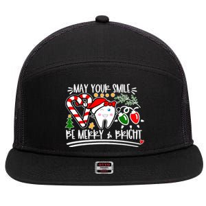 May Your Smile Be Merry Bright Christmas Holiday Season 7 Panel Mesh Trucker Snapback Hat