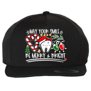 May Your Smile Be Merry Bright Christmas Holiday Season Wool Snapback Cap