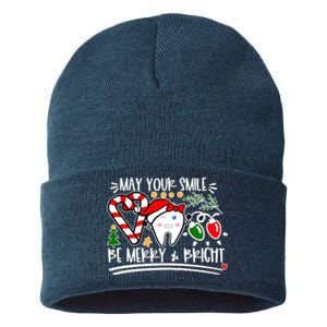 May Your Smile Be Merry Bright Christmas Holiday Season Sustainable Knit Beanie