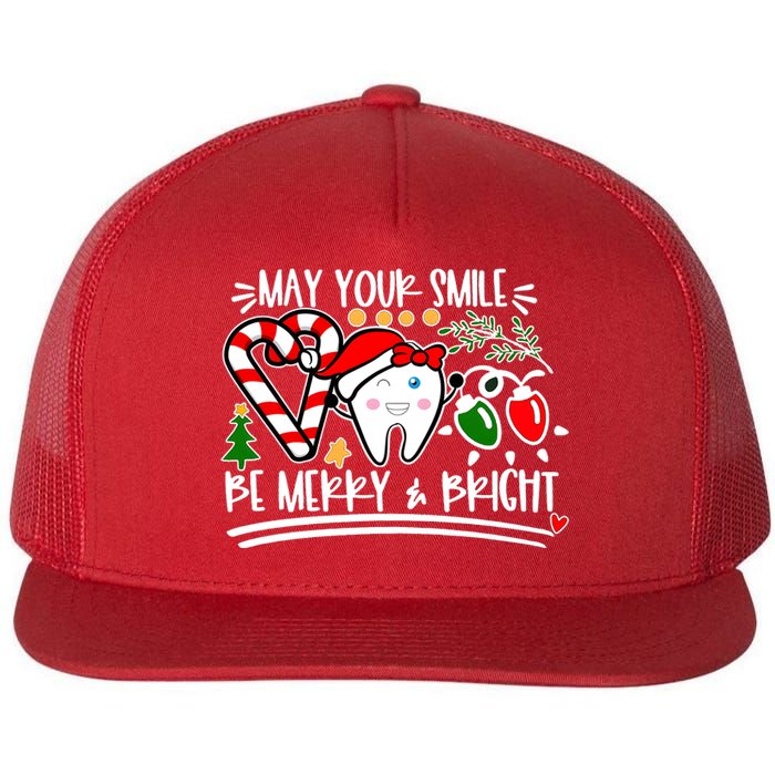 May Your Smile Be Merry Bright Christmas Holiday Season Flat Bill Trucker Hat