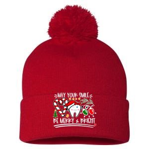 May Your Smile Be Merry Bright Christmas Holiday Season Pom Pom 12in Knit Beanie