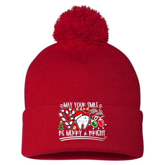 May Your Smile Be Merry Bright Christmas Holiday Season Pom Pom 12in Knit Beanie